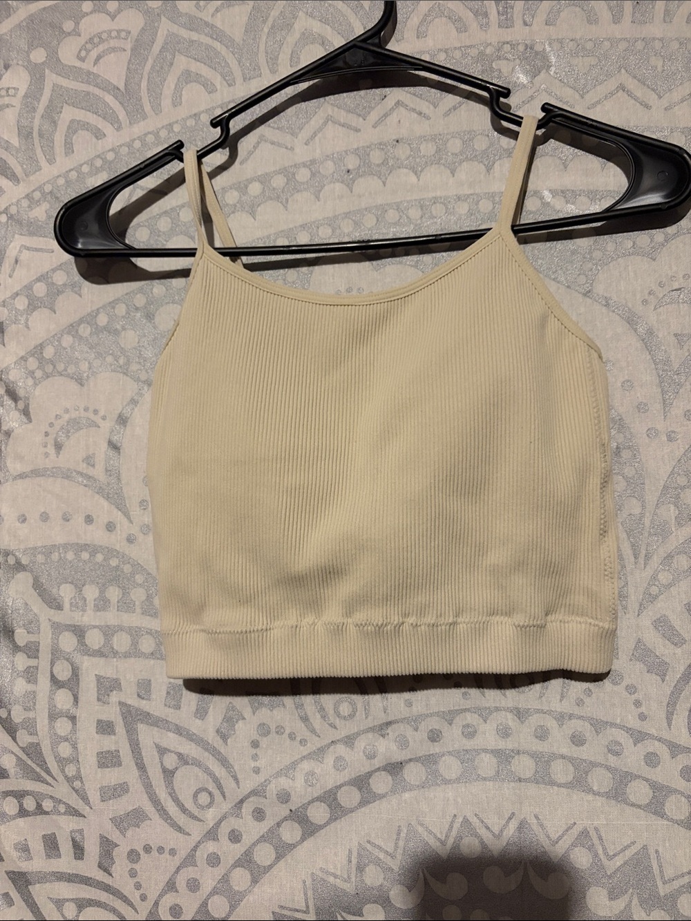 NWT Zenana Seamless Ribbed Brami Crop Top Cami Cream L/XL